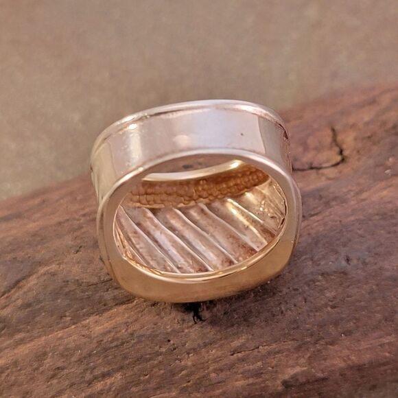 David Yurman 14k & Sterling Ribbed Cigar Band Ring - Picture 10 of 14